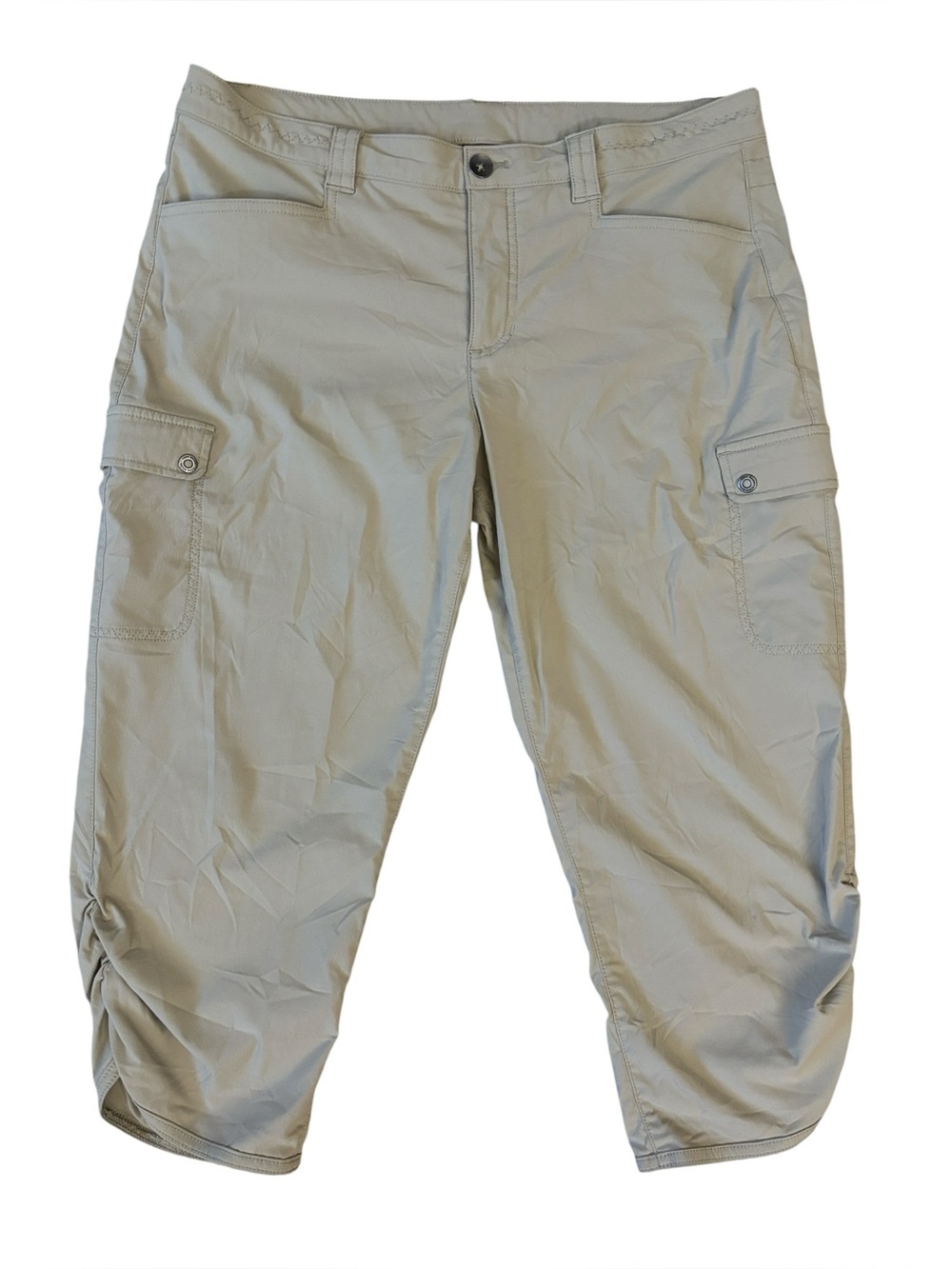 Eddie Bauer Tan Flat Front Stretch Capri‎ Pants Size 12